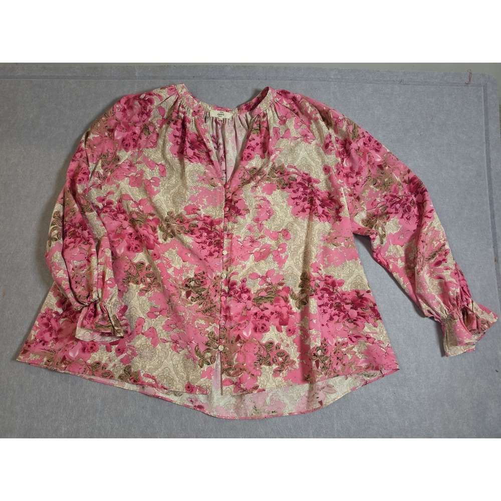 Womens M Entro Pink Floral Flowy Boutique Top